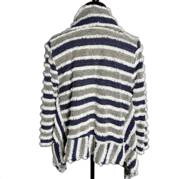 Damee, Inc. Textured Fridge Cardigan Sweater Navy & White Stripes Sz M 2/$50 - Picture 2 of 13